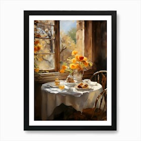 Table With Flowers Art Print