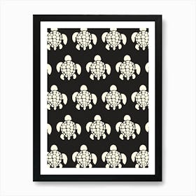 Black And White Turtles Pattern Art Print