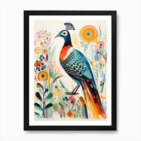 Bird Painting Collage Pheasant 2 Art Print