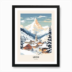 Vintage Winter Travel Poster Lech Austria 2 Art Print