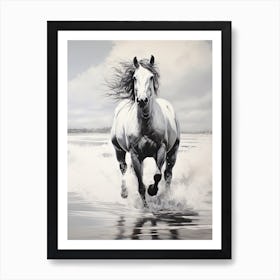 A Horse Oil Painting In  Maldives Beaches, Maldives, Portrait 2 Art Print