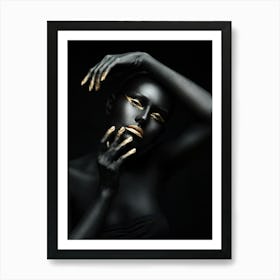 Portrait Of A Woman In Black Makeup Art Print