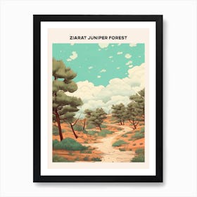 Ziarat Juniper Forest Midcentury Travel Poster Art Print