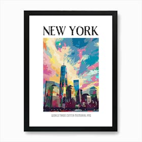 World Trade Center Memorial New York Colourful Silkscreen Illustration 2png Poster Art Print