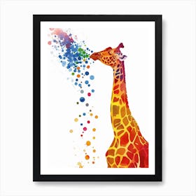 Giraffe Eating Berries Watercolour Abstract 1 Art Print