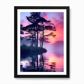 Sunrise Over Lake Art Print