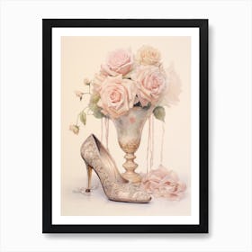 Bridal Shoes and roses - vintage items Art Print