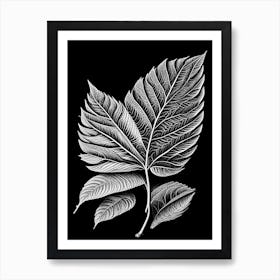 Slippery Elm Leaf Linocut Art Print