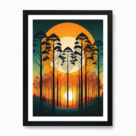 Sunset With Trees 4 Art Print