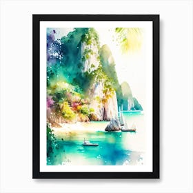 Ko Phi Phi Thailand Watercolour Pastel Tropical Destination Art Print