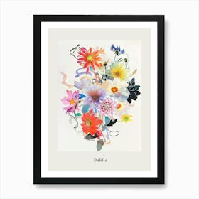 Dahlia Collage Flower Bouquet Poster Art Print