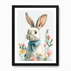 Bunny With Flowers 1 Art Print