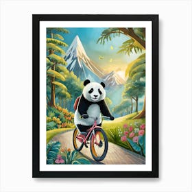 Panda Bear Riding A Bicycle 1 Art Print