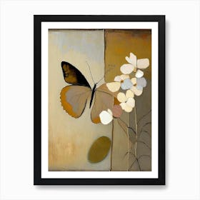 Butterfly And Flowers 1, Symbol Abstract Painting Art Print