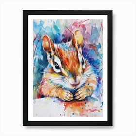 Chipmunk Colourful Watercolour 3 Art Print