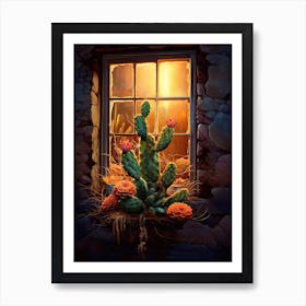 Torch Cactus On A Window  3 Art Print