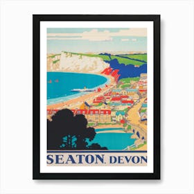 Seaton Devon England Vintage Travel Poster Art Print