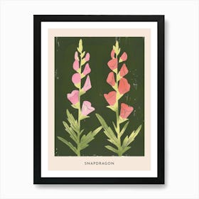 Pink & Green Snapdragon 1 Flower Poster Art Print