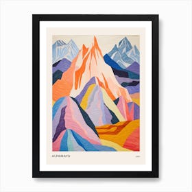 Alpamayo Peru 3 Colourful Mountain Illustration Poster Art Print