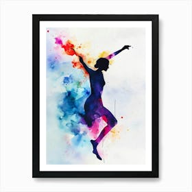 Dancer Silhouette Watercolor Painting Art Print