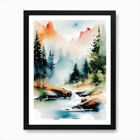 Watercolor Of A River 4 Art Print