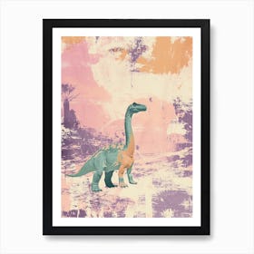 Muted Pastels Dinosaur Lilac 3 Art Print