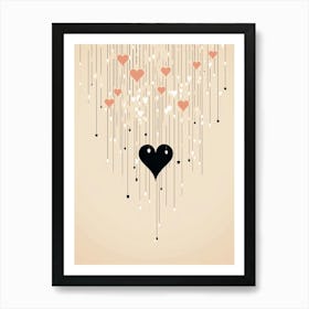 Beige & Black Delicate Line Heart Art Print