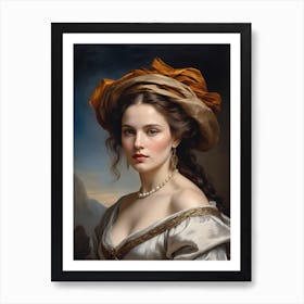 Elegant Classic Woman Portrait Painting (26) Art Print