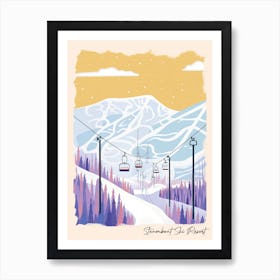 Poster Of Steamboat Ski Resort   Colorado, Usa, Ski Resort Pastel Colours Illustration 1 Art Print