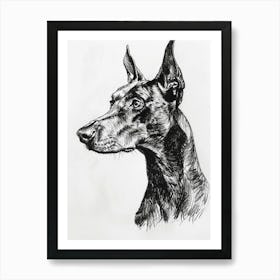 Dog Black Line Sketch 2 Art Print