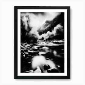 Black And White River 1 Art Print