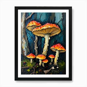 Mushrooms In The Woods Art Print