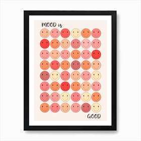 Happy Smile Face Red Mood Art Print