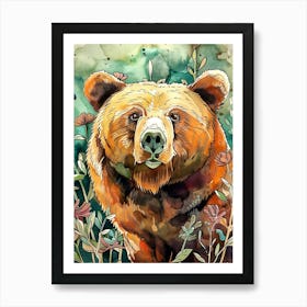 Brown Bear In The Wild animal art Art Print