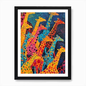 Abstract Geometric Giraffe Herd 3 Art Print