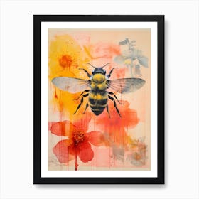 Floral Bees Screen Print Inspired 1 Art Print