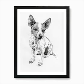 Basenji Dog Line Sketch 1 Art Print