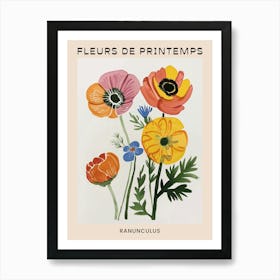 Spring Floral French Poster  Ranunculus 4 Art Print