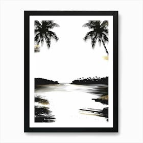 Black And White Of Palm Trees Art Print