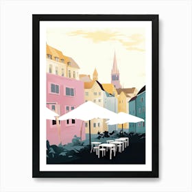 Lund, Sweden, Flat Pastels Tones Illustration 3 Art Print