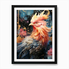 Floral Fantasy Chicken Art Print