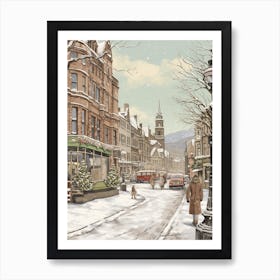 Vintage Winter Illustration Belfast Northern Ireland 1 Art Print