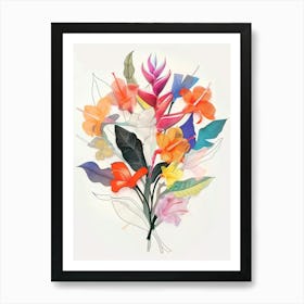 Heliconia 3 Collage Flower Bouquet Art Print