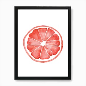 Watercolor Grapefruit Slice Art Print