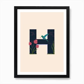 Letter H Hummingbird Art Print