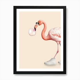 BUBBLE GUM FLAMINGO Art Print