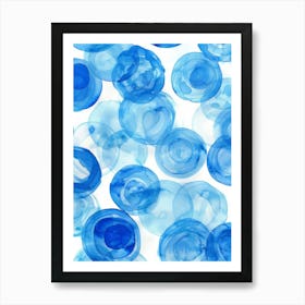 Blue Watercolor Circles 4 Art Print