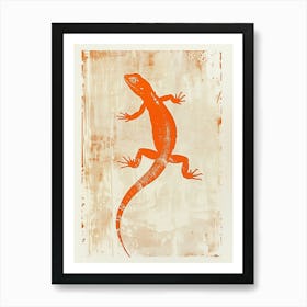 Orange Chuckwalla Lizard Block Print 2 Art Print