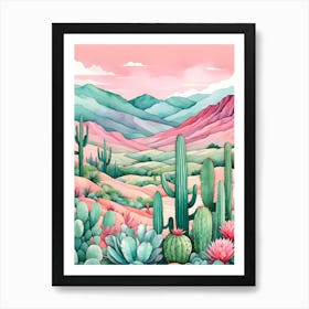 Watercolor Cactus Landscape Art Print