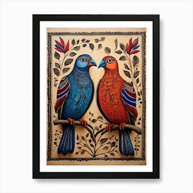 Default Traditional Madhubani Style Painting Of A Birds On A T 0 Art Print